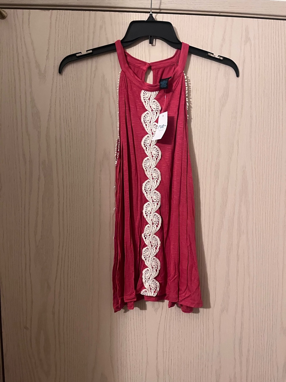 Rue21 Burnt Orange Lace-Trim Halter Tank Top
